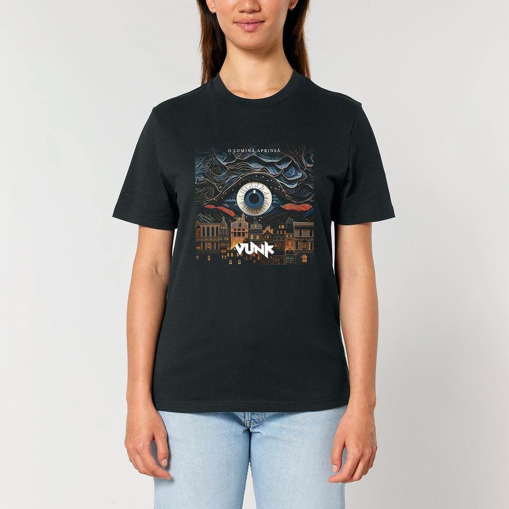 VUNK - Tricou negru O lumină aprinsă (unisex)