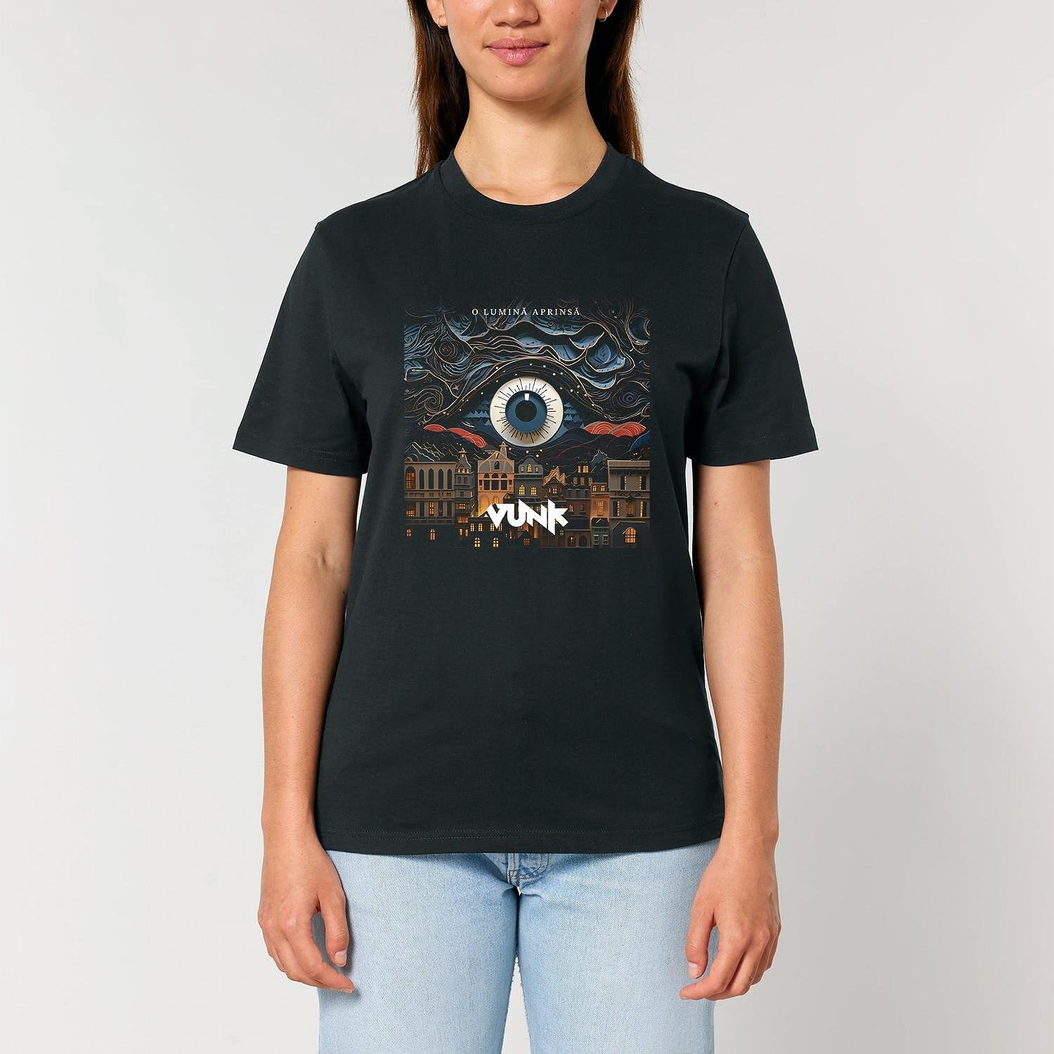 VUNK - Tricou negru O lumină aprinsă (unisex)
