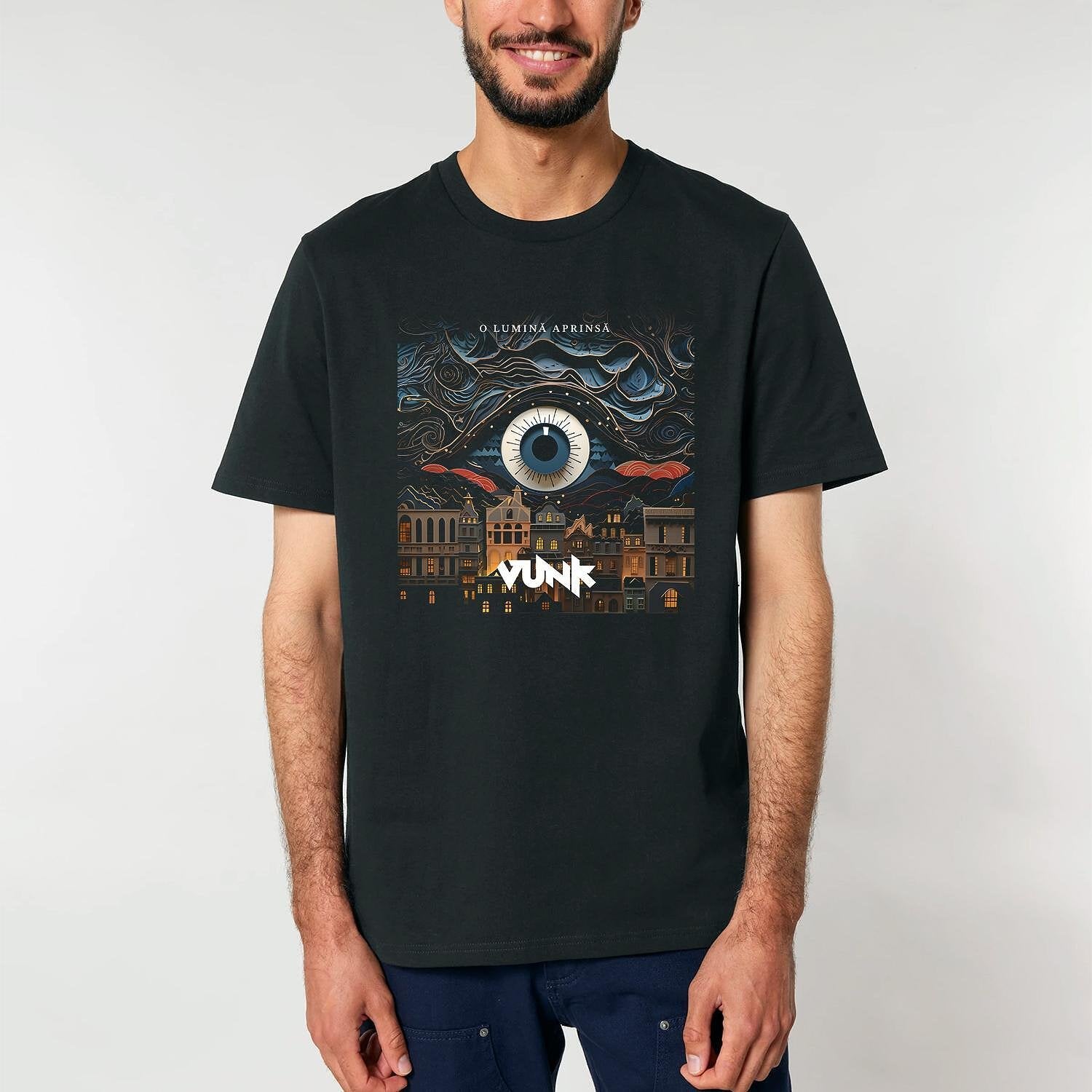 VUNK - Tricou negru O lumină aprinsă (unisex)